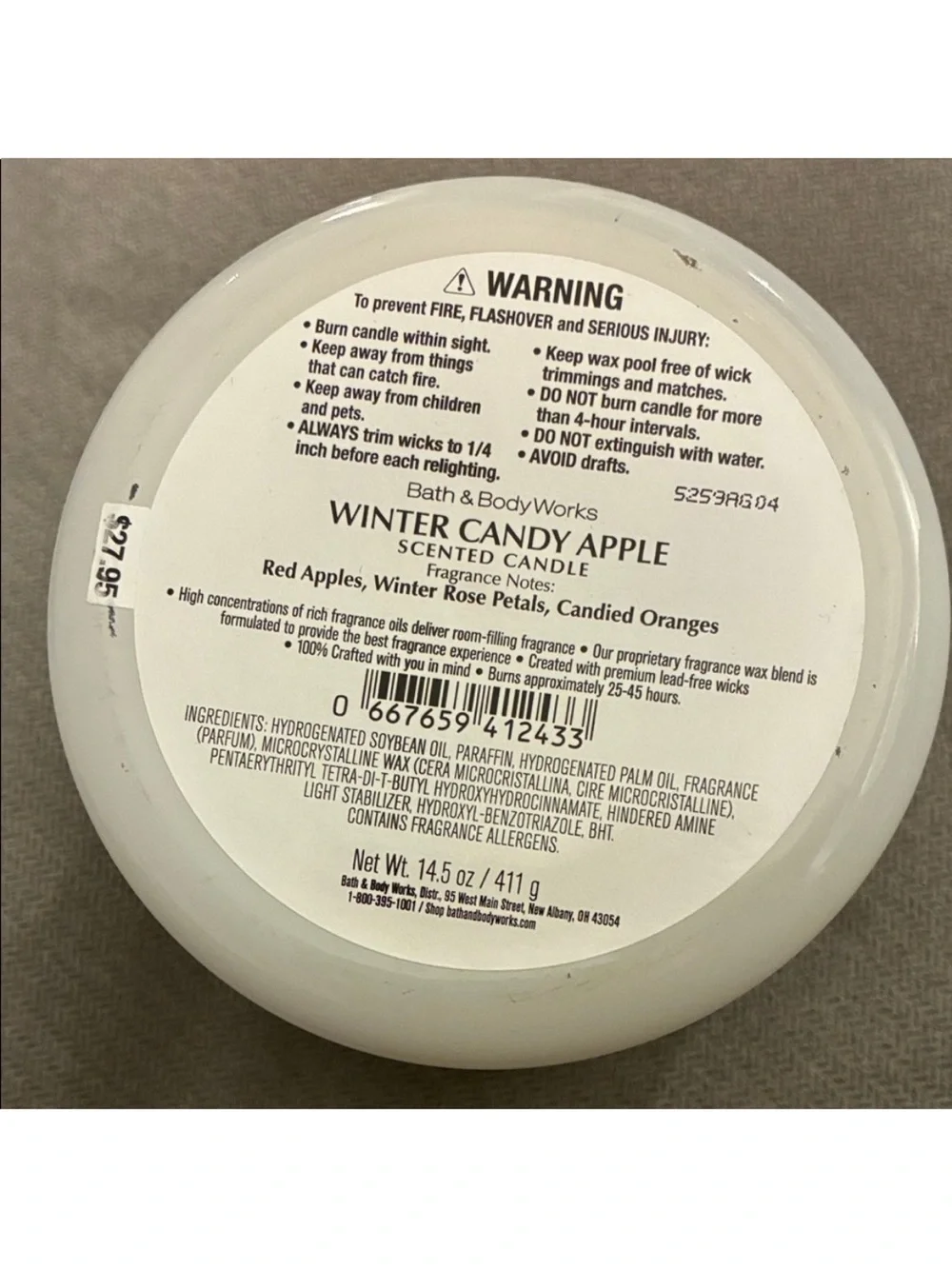 Bath & Body Works Winter Candy Apple Soy Wax Scented Candle NWT 14.5 oz
